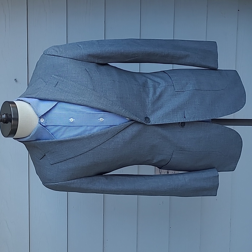 SUITSUPPLY Havana Light Solid Grey Pure Cotton Mens Sz 36 R Sport Coat Blazer